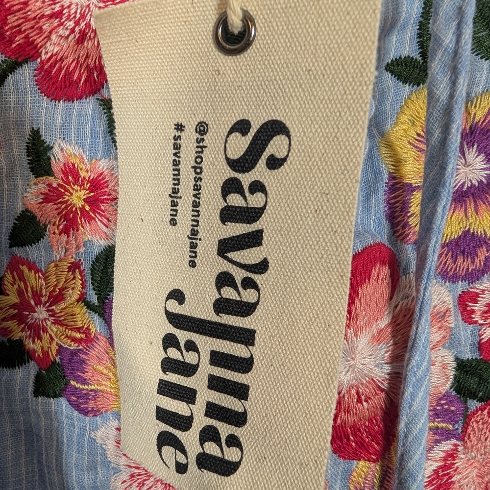 Savanna Jane Plus Size Floral Embroidered Striped Sleeveless Blouse Top 1X NWT - Picture 6 of 10